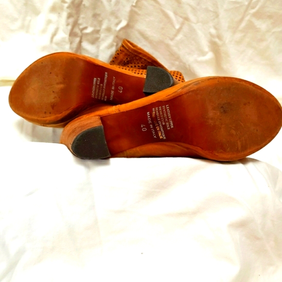 Milen Tall Leather Carmel Mesh Slouch Ankle Boots Made In Italy Woman Size 40 - Picture 4 of 5